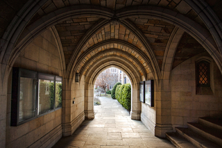 intricate stone archways on yale's old campus