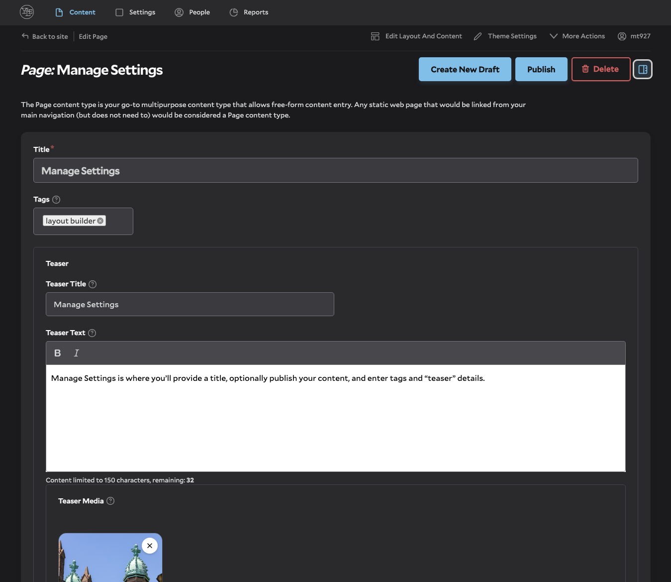 manage settings screenshot