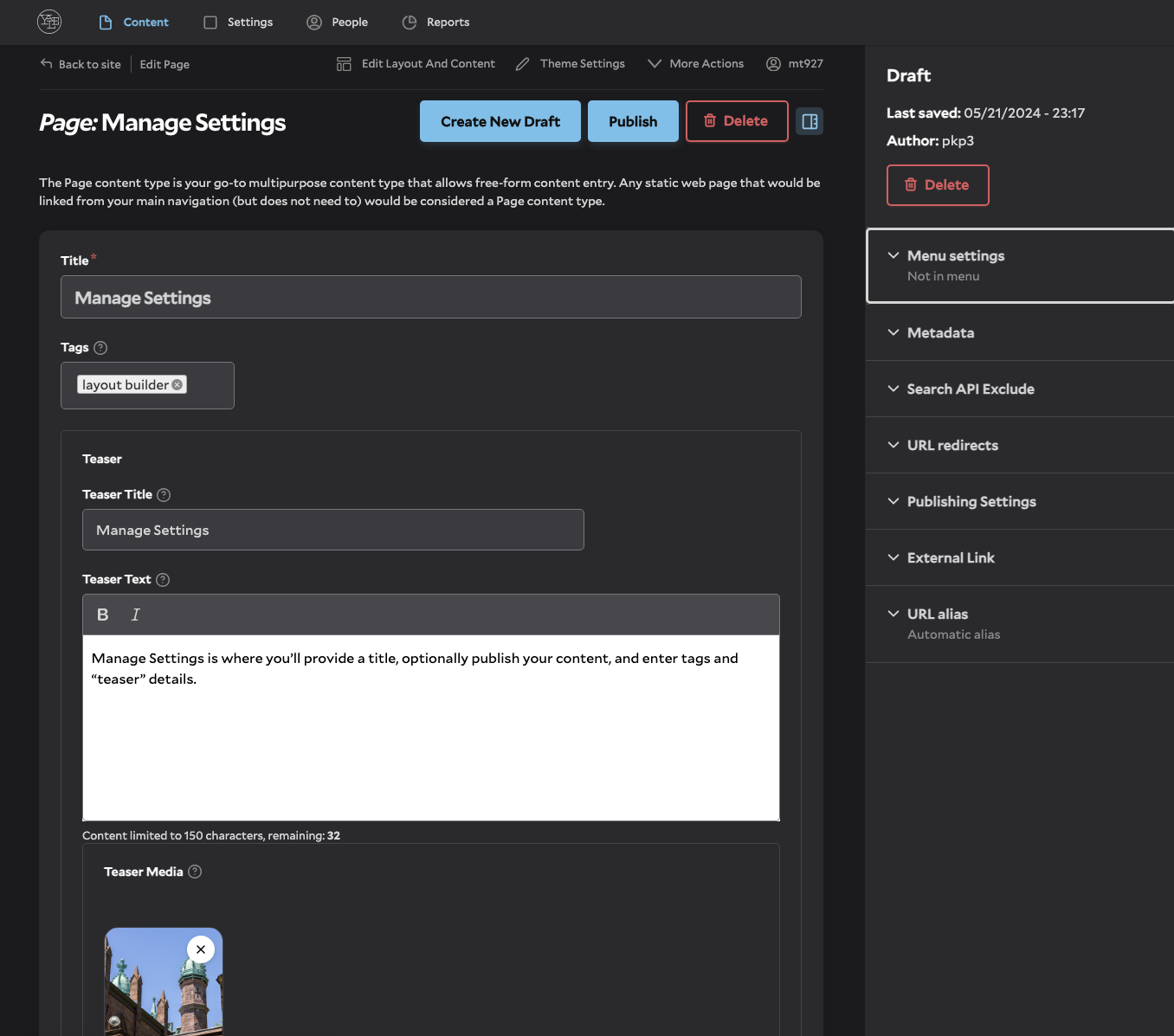 manage settings screenshot