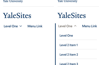 examples of the basic menu at the top level and with the dropdown exposed