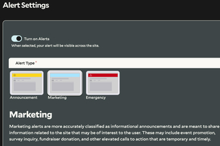 YaleSites alert settings