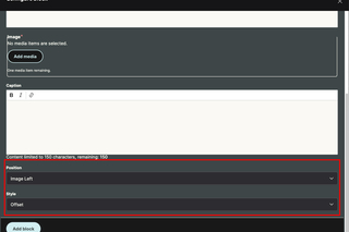 a yalesite component with a highlighted design option