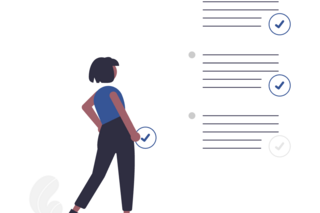 illustration of person reviewing with checks