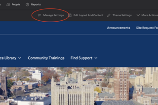 screenshot highlighting the manage settings on a content type 