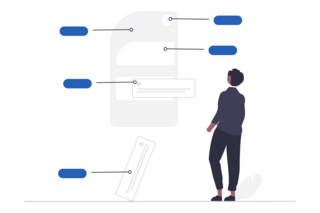 illustration of a site building with abstract content areas