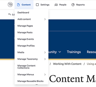 Site-wide Toolbar: Content