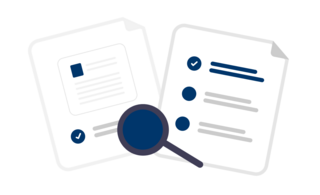 illustration of magnifying glass of documents