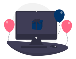 Computer with balloons on Undraw